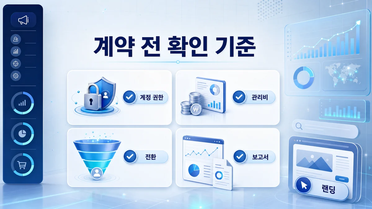 애드워즈 광고대행 주의사항과 계약 전 점검 기준을 설명하는 와우애드 이미지