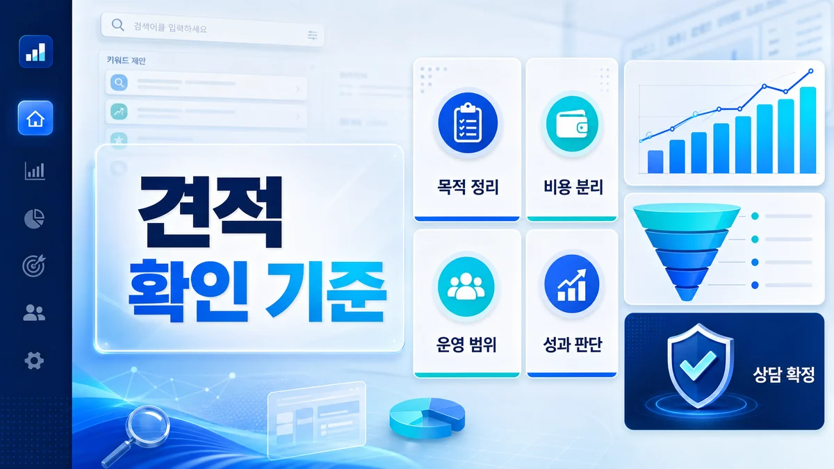 애드워즈 광고대행 견적 확인 기준과 운영 범위를 설명하는 와우애드 히어로 이미지