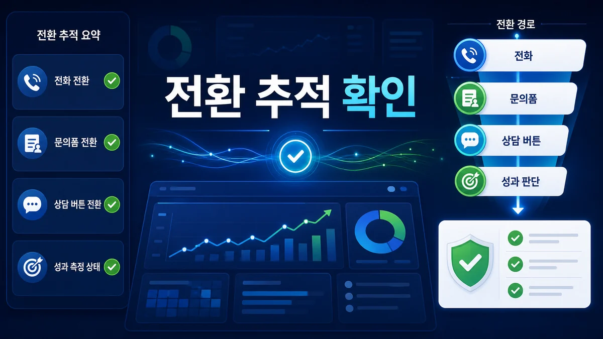 전화와 문의폼 전환 추적 포함 여부를 광고대행 견적에서 확인하는 이미지