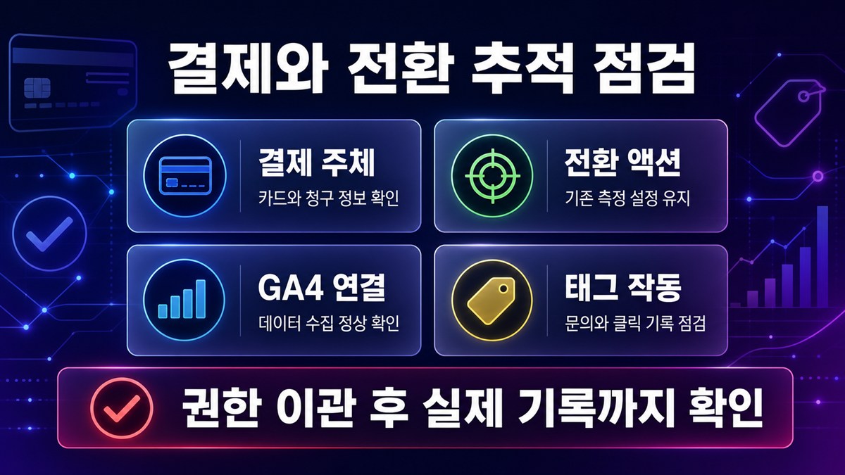 구글 광고 계정 이관 후 결제와 전환 추적 점검 항목