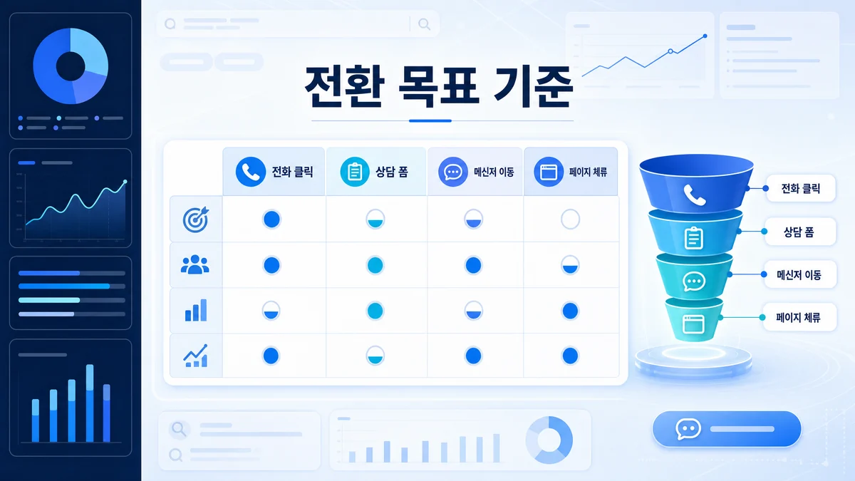 전화 문의와 상담 폼 등 전환 목표별 광고 예산 판단 기준 이미지