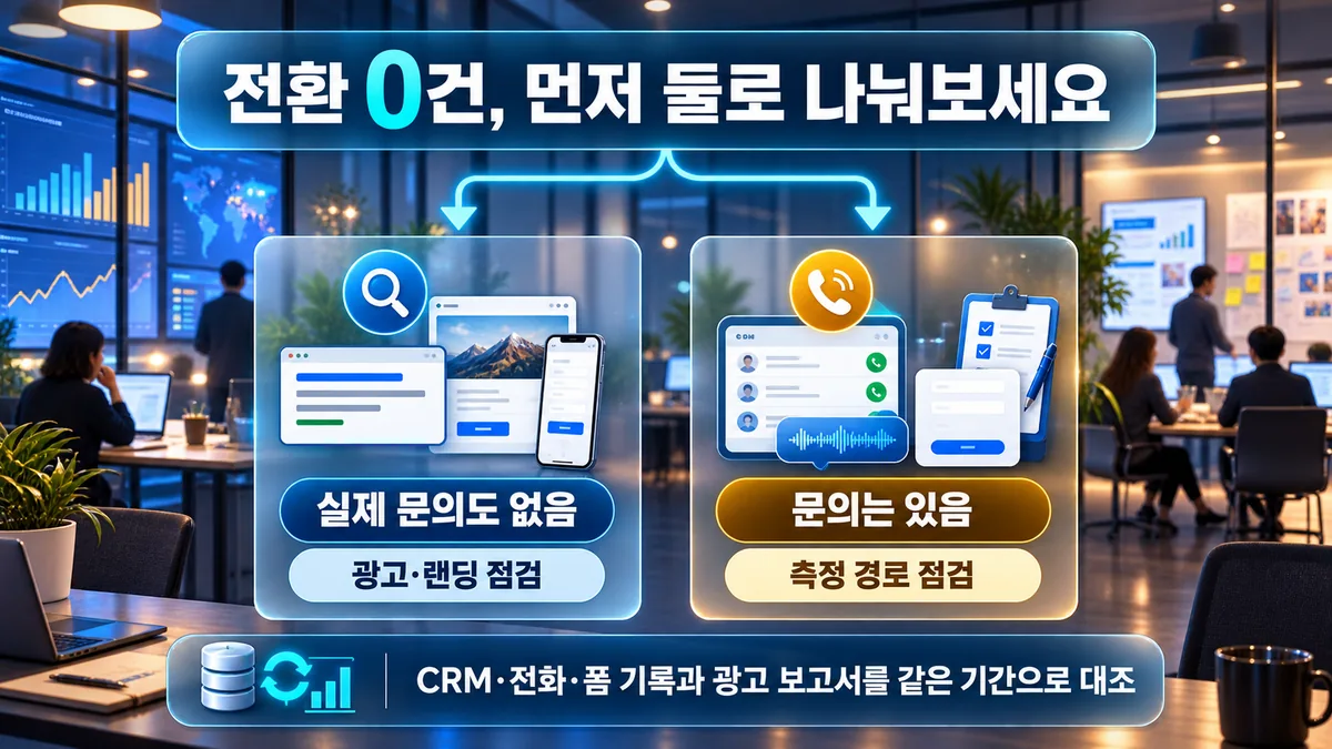 실제 문의 유무와 광고 전환 측정 누락을 구분하는 진단 방법