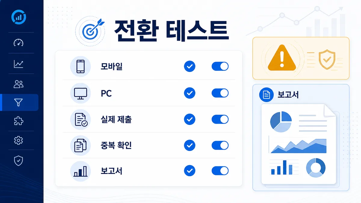 전환 추적 설정 후 모바일 PC 중복 집계를 점검하는 이미지