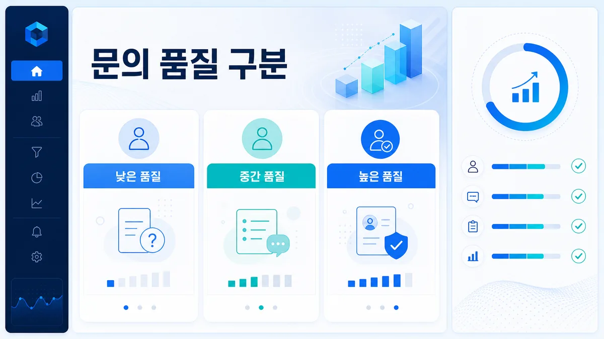 문의 전환 품질을 낮음 중간 높음 기준으로 구분한 이미지