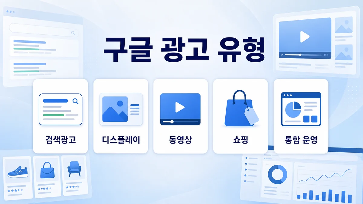 검색광고·디스플레이·동영상·쇼핑·실적 최대화 구글 광고 유형 비교