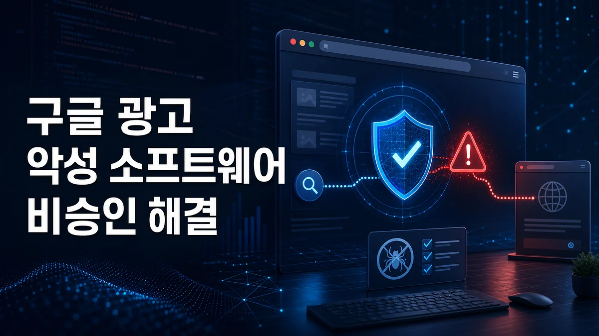 구글 광고 악성 소프트웨어 비승인 해결을 위한 도착 페이지 보안 점검 대표 이미지