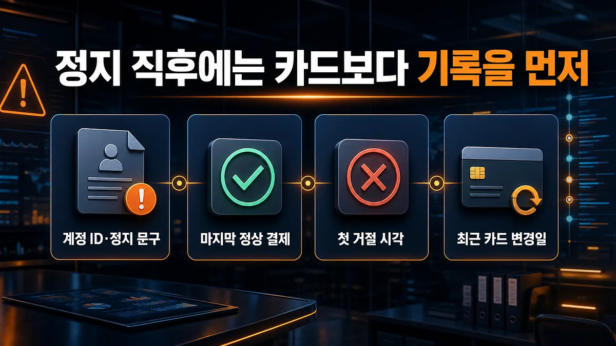 계정 정지 직후 저장할 결제 기록 네 가지
