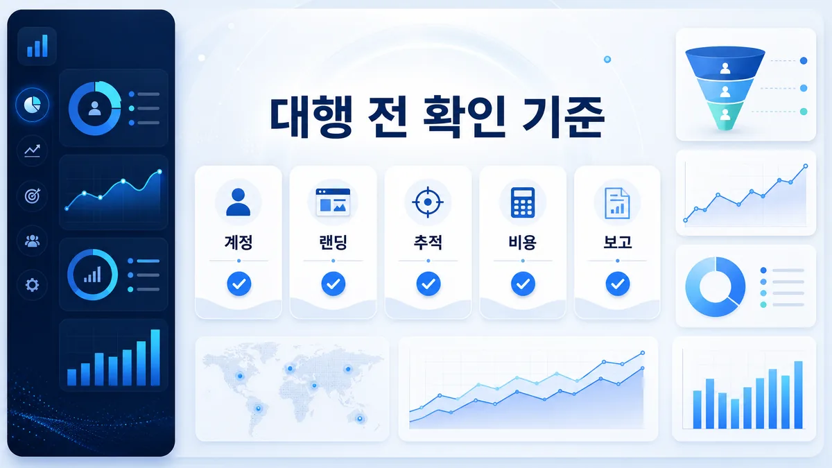 구글 애드워즈 광고대행을 맡기기 전 확인할 운영 기준을 설명하는 이미지