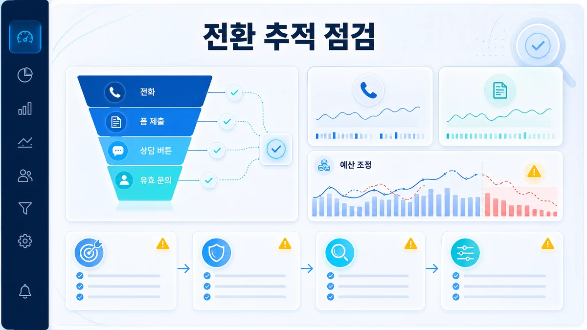 전환 추적과 광고비 낭비 점검 흐름을 설명하는 이미지