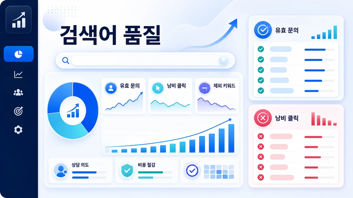 검색어 품질과 제외 키워드 기준으로 광고 성과 차이를 비교해 정리한 이미지