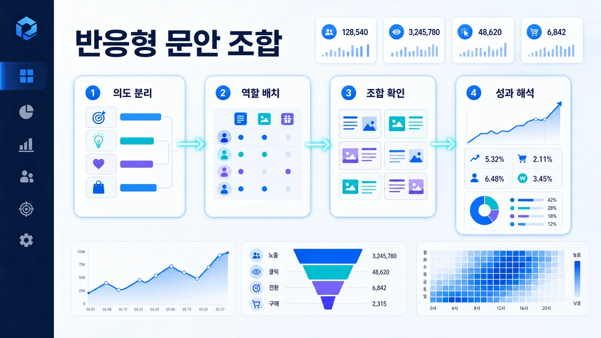반응형 검색광고 문안 조합 흐름을 단계별로 정리한 이미지