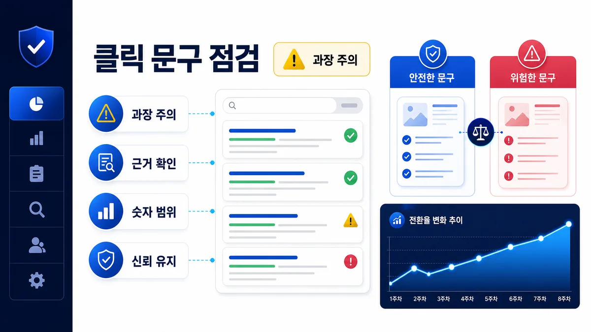 SEO 제목 태그의 클릭 문구와 과장 표현 주의 기준 이미지