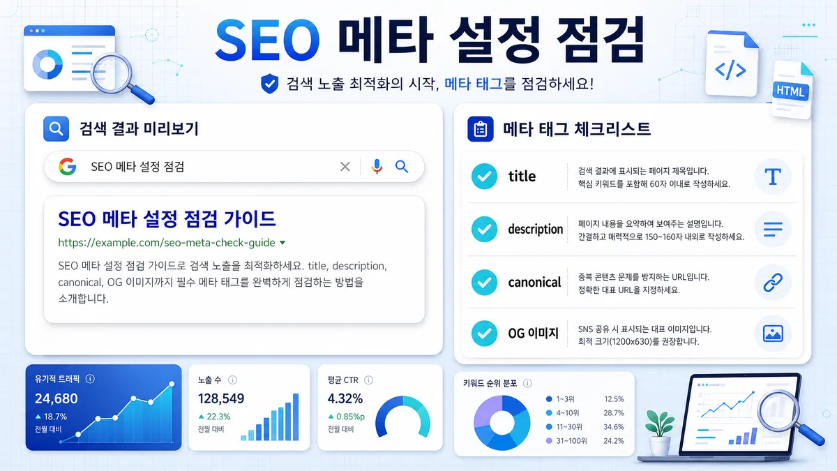 SEO 메타 설정의 title description canonical OG 항목을 정리한 이미지